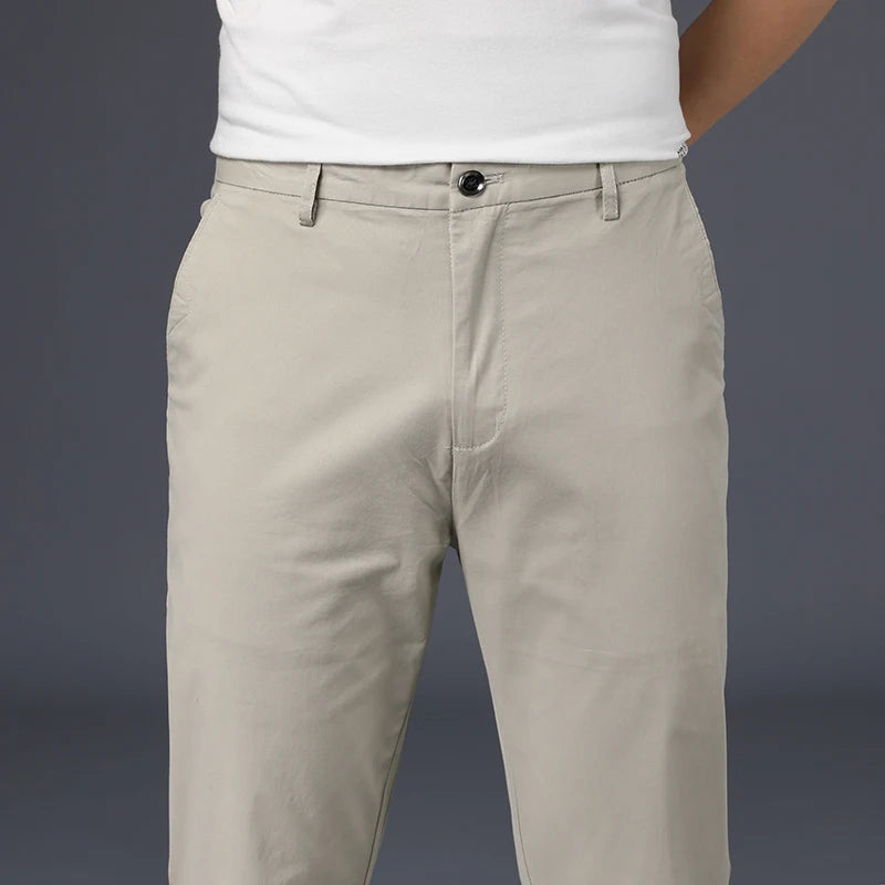 Men's Cotton-Blend Straight-Leg Stretch Pants