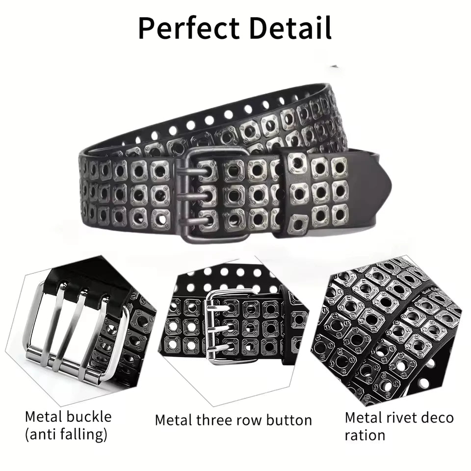 Unisex Punk-Style Studded PU Belt