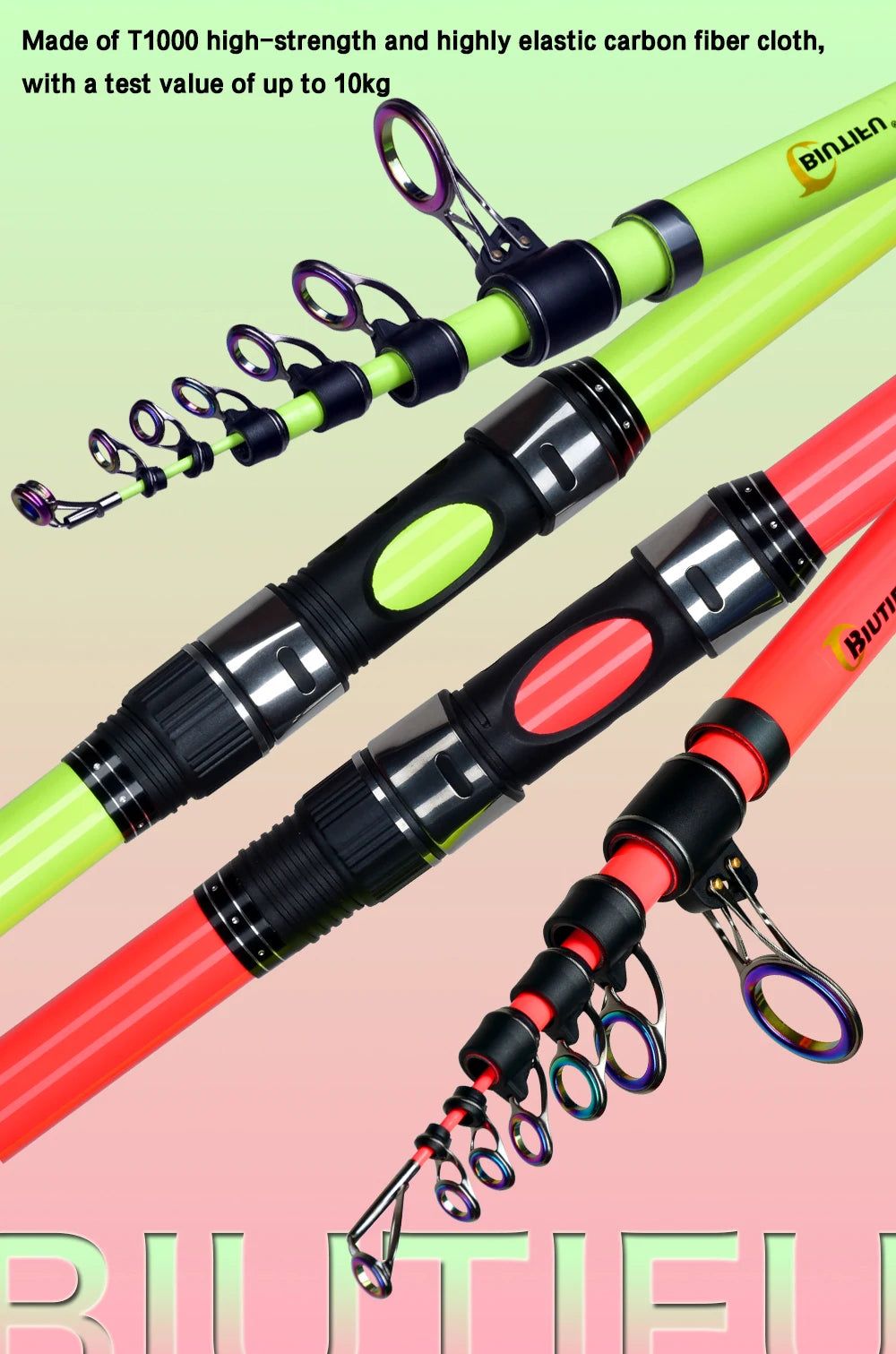 BIUTIFU Telescopic Surf Rod — 4.25, 4.5 or 5 m