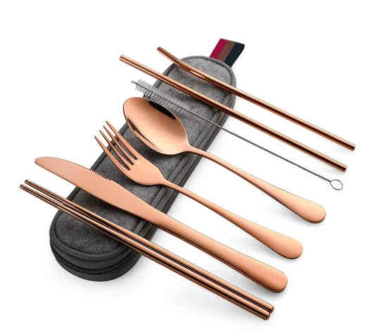 Portable Stainless Steel Travel Cutlery — 8-Piece Set