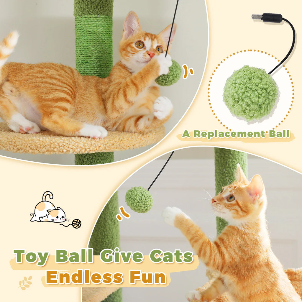Cactus Cat Tree Floor to Ceiling Cat Tower with Sisal Scratching Post,Comfortable Hammock for Multi-Cat Homes,Cat Accessories Whispering Desires Shoppe