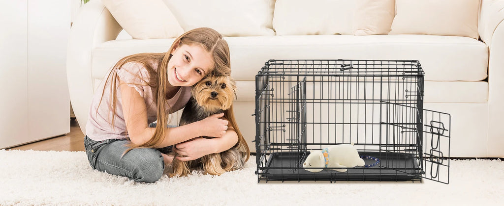 JHK 48" Double-Door Folding Wire Dog Crate