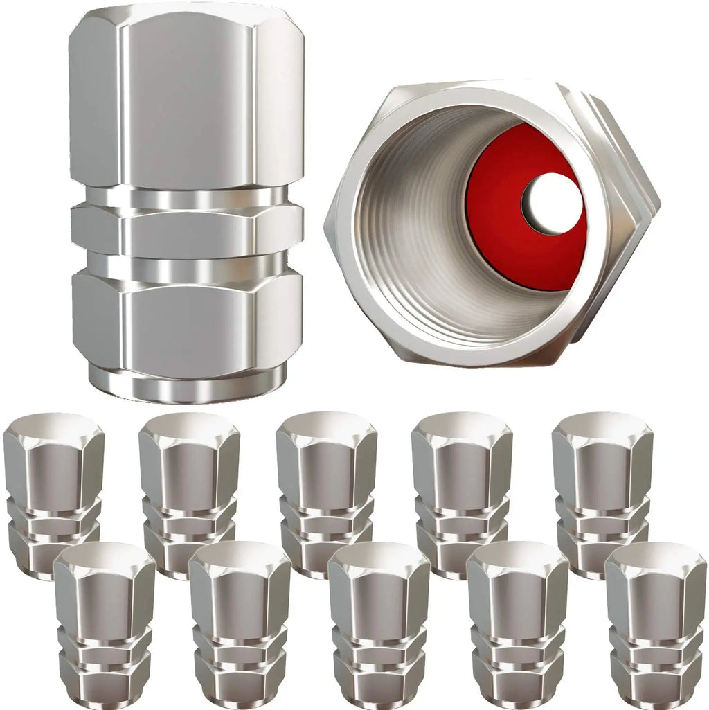 Aluminum Tire Valve Caps with Rubber Seals – Set of 4