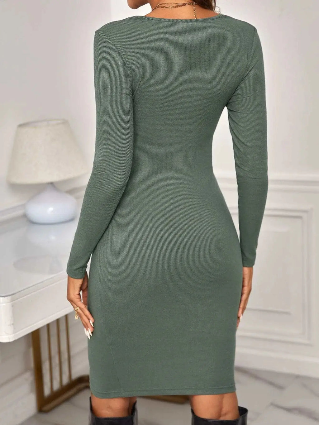Long-Sleeve Fitted Maternity Dress