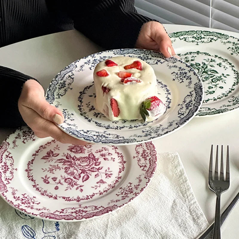 Vintage Rose Ceramic Plates — 20 or 25 cm