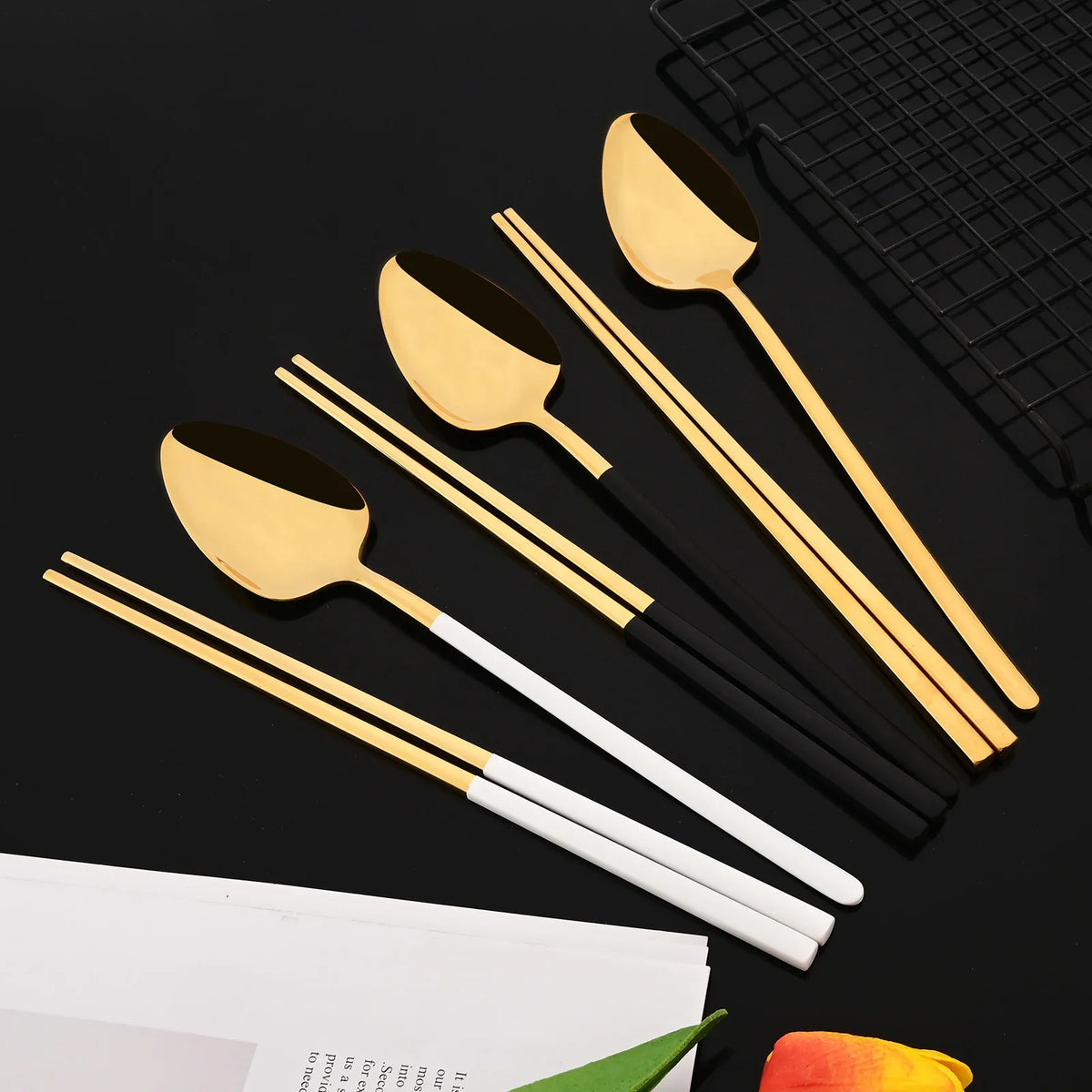 PINKTEN Spoons and Chopsticks — 8 Pieces