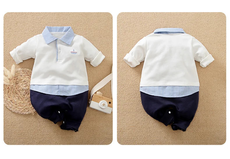 Baby Long-Sleeve Knitted Cotton Romper