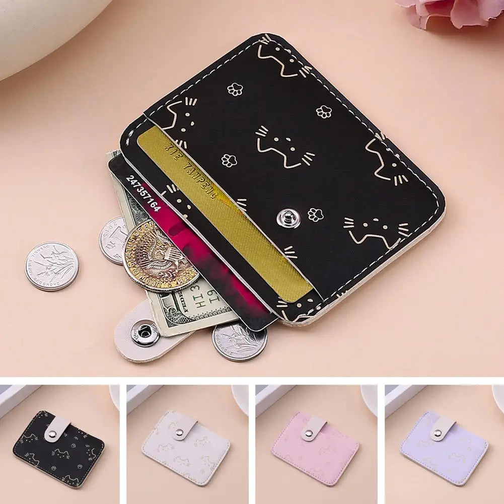 Women's Cat-Print Mini PU Wallet