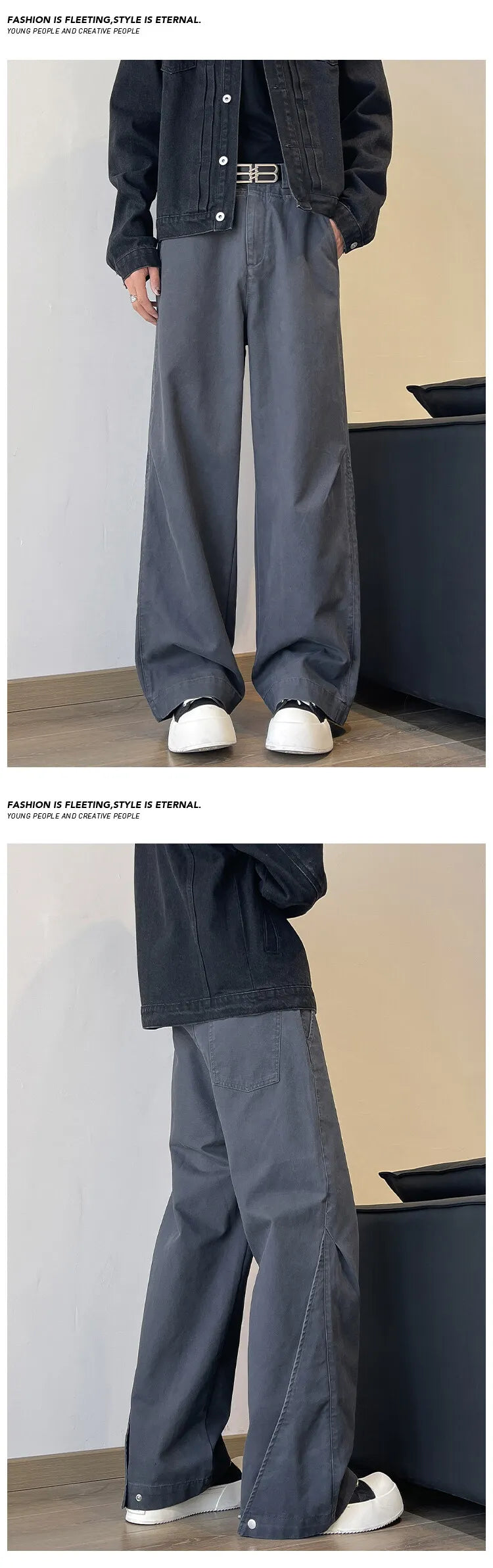 Men's Relaxed Wide-Leg Casual Cargo Pants