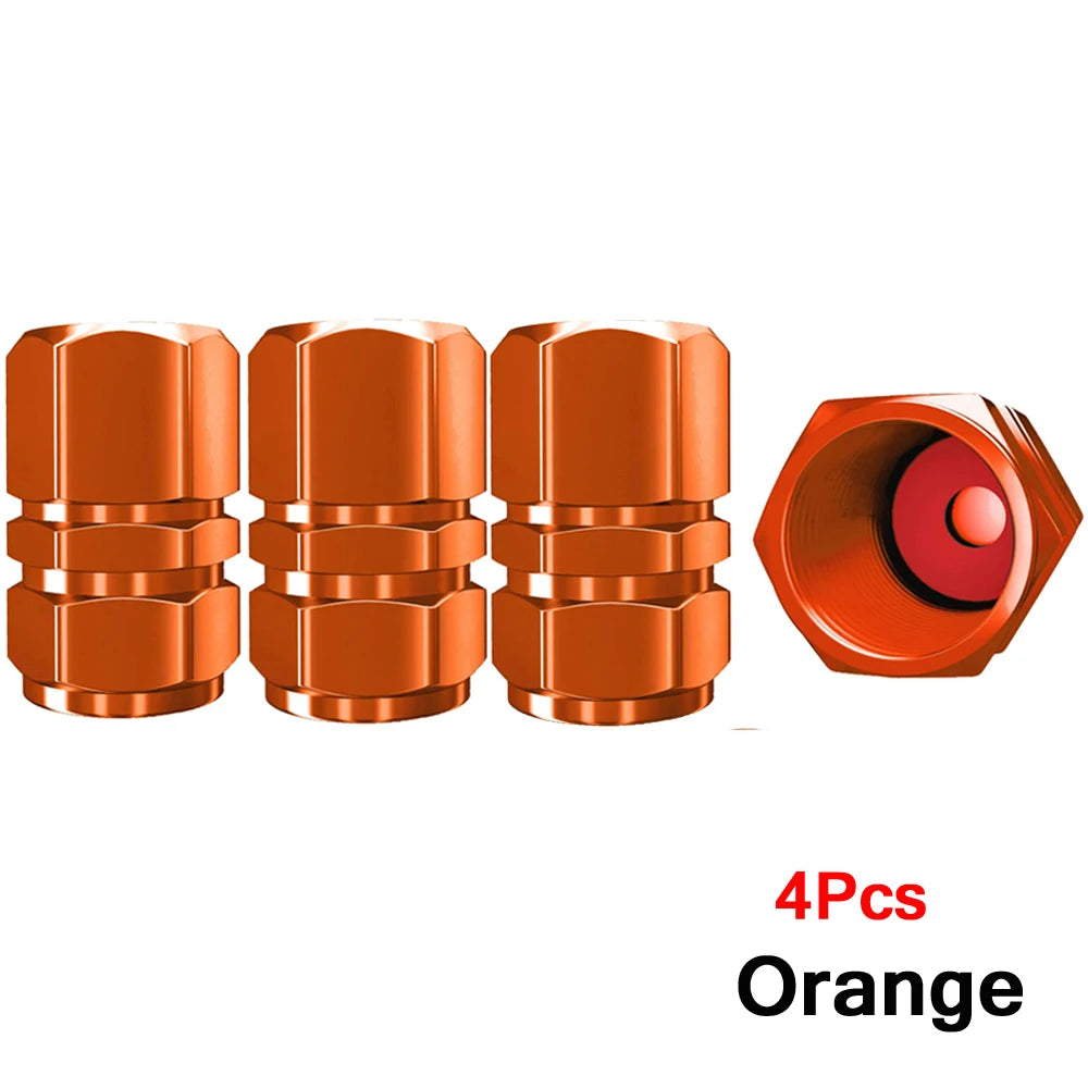 Aluminum Tire Valve Caps with Rubber Seals – Set of 4