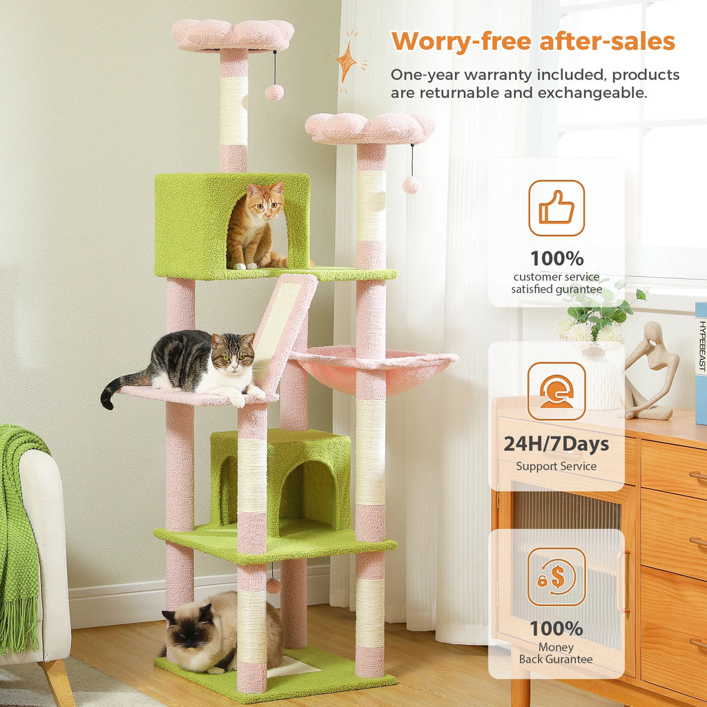 Multi-Level Cat Tree with Scratching Posts, Cozy Condo, Hammock, Large Cat Tower for Indoor Cats, Cat Scratching Board, Cat Toys Whispering Desires Shoppe
