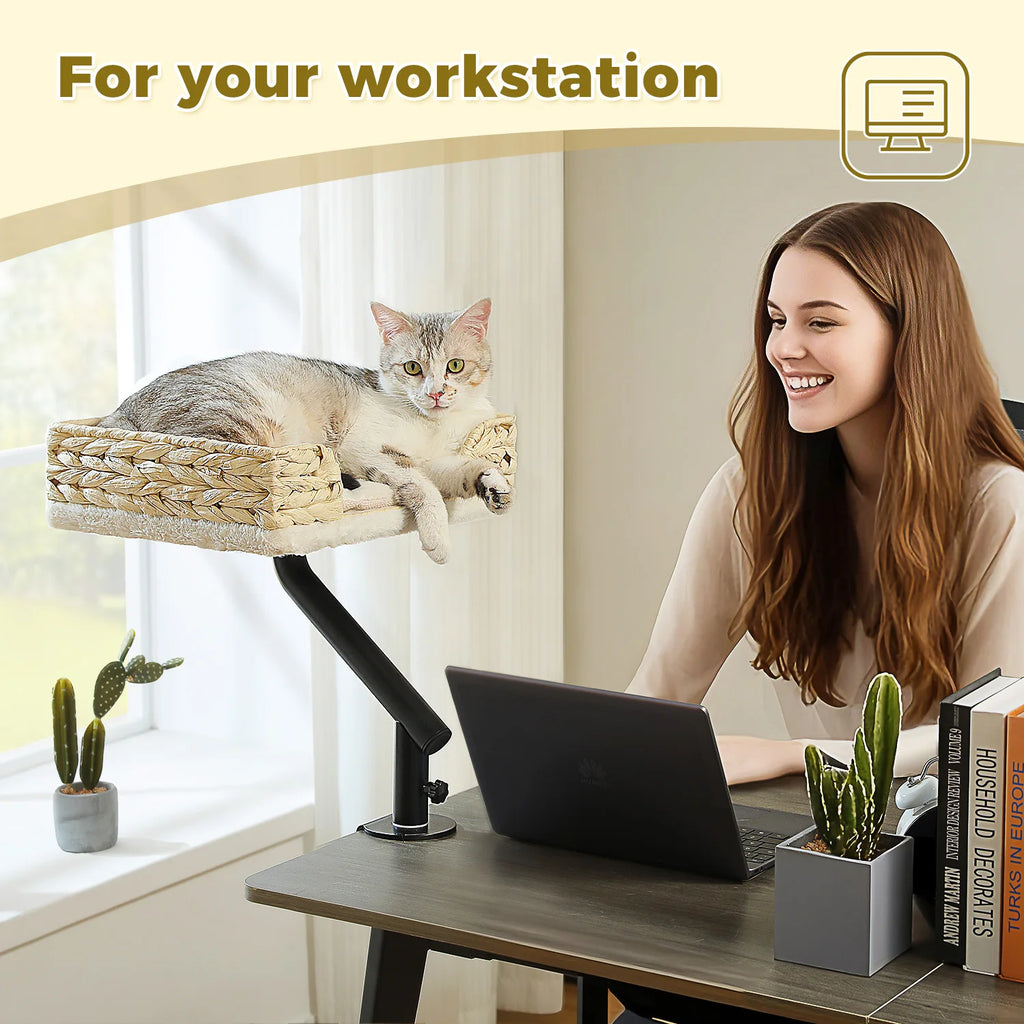 360° Rotating Desk-Mounted Cat Bed