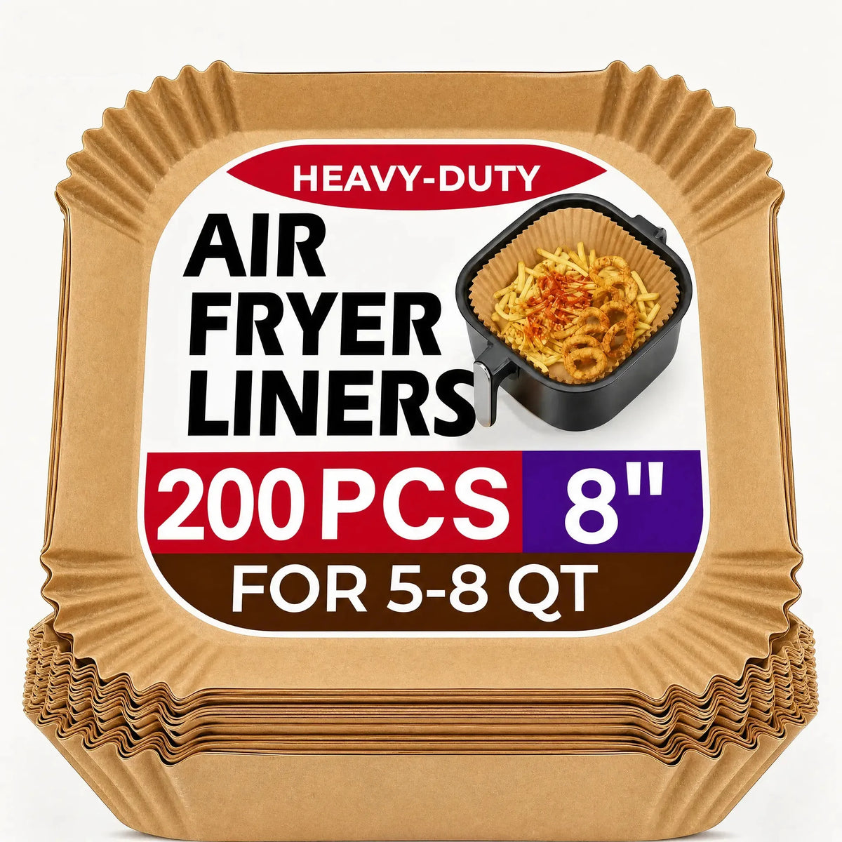 Square Parchment Air Fryer Liners, 200 Count