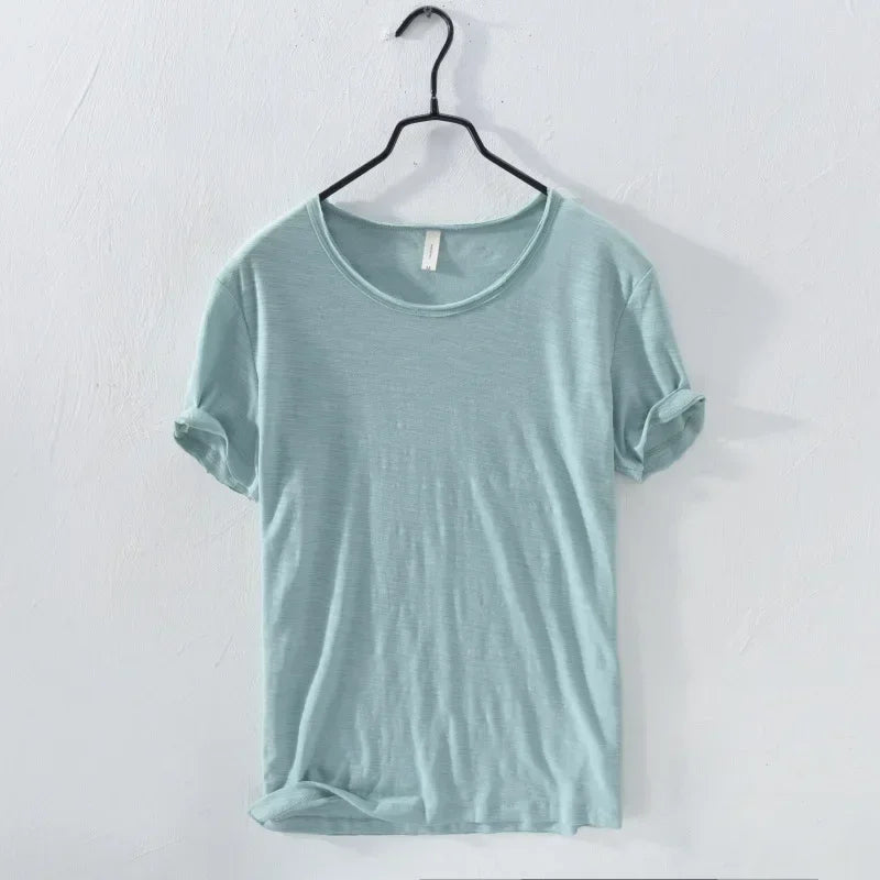 Men's Cotton Raw-Edge Crewneck T-Shirt