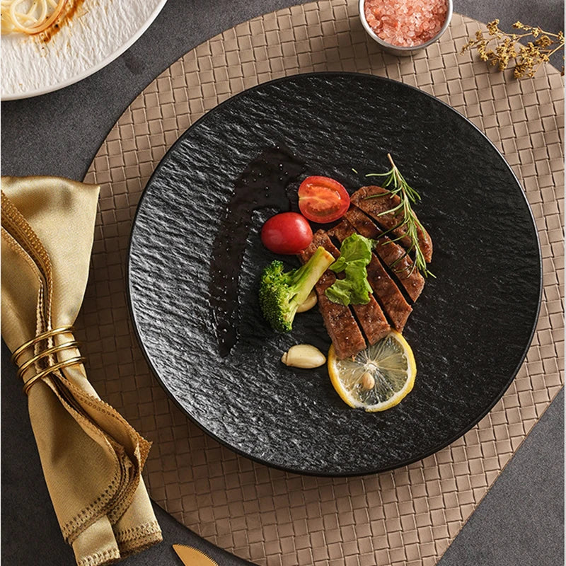 Rock-Textured Plastic Plates — 10 Pieces