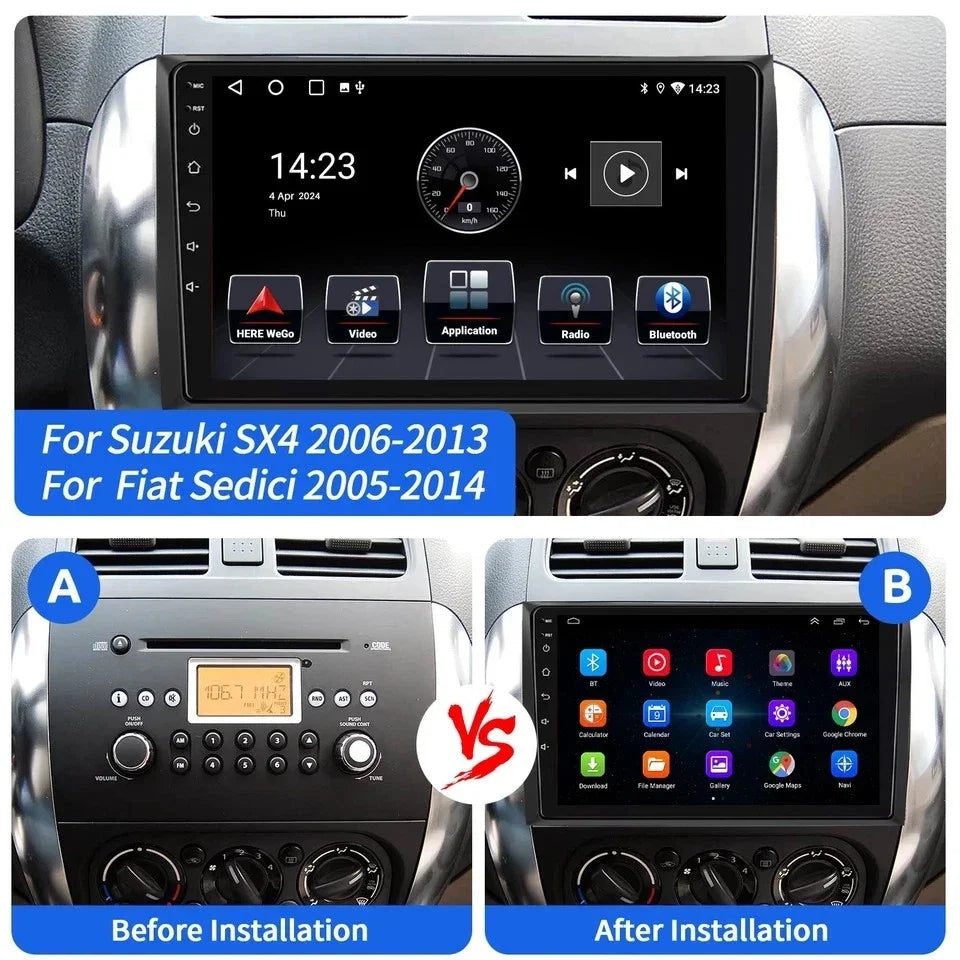 9-Inch Stereo for Suzuki SX4 and Fiat Sedici — 4 GB / 64 GB