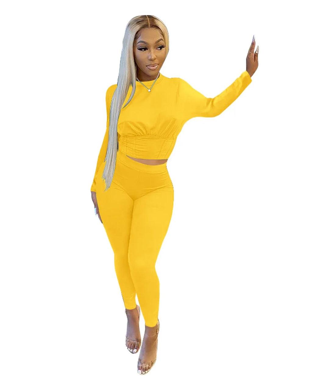 Women's Solid-Color Two-Piece Casual Outfit