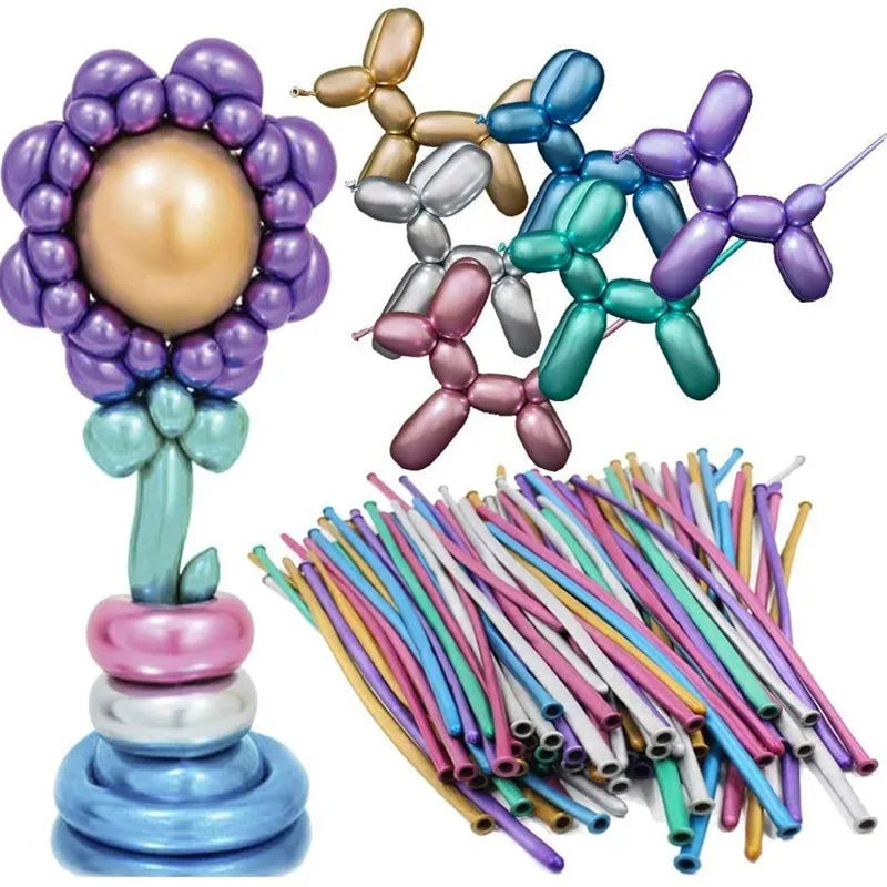 Long Metallic Latex Modeling Balloons