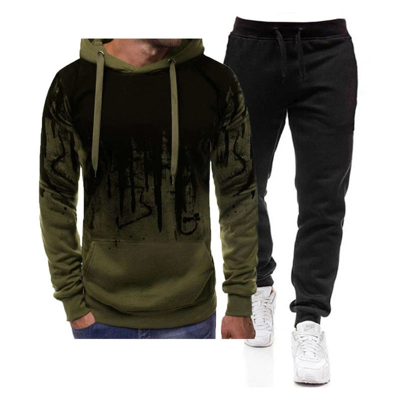 Men's Printed Hoodie & Jogger Tracksuit Set