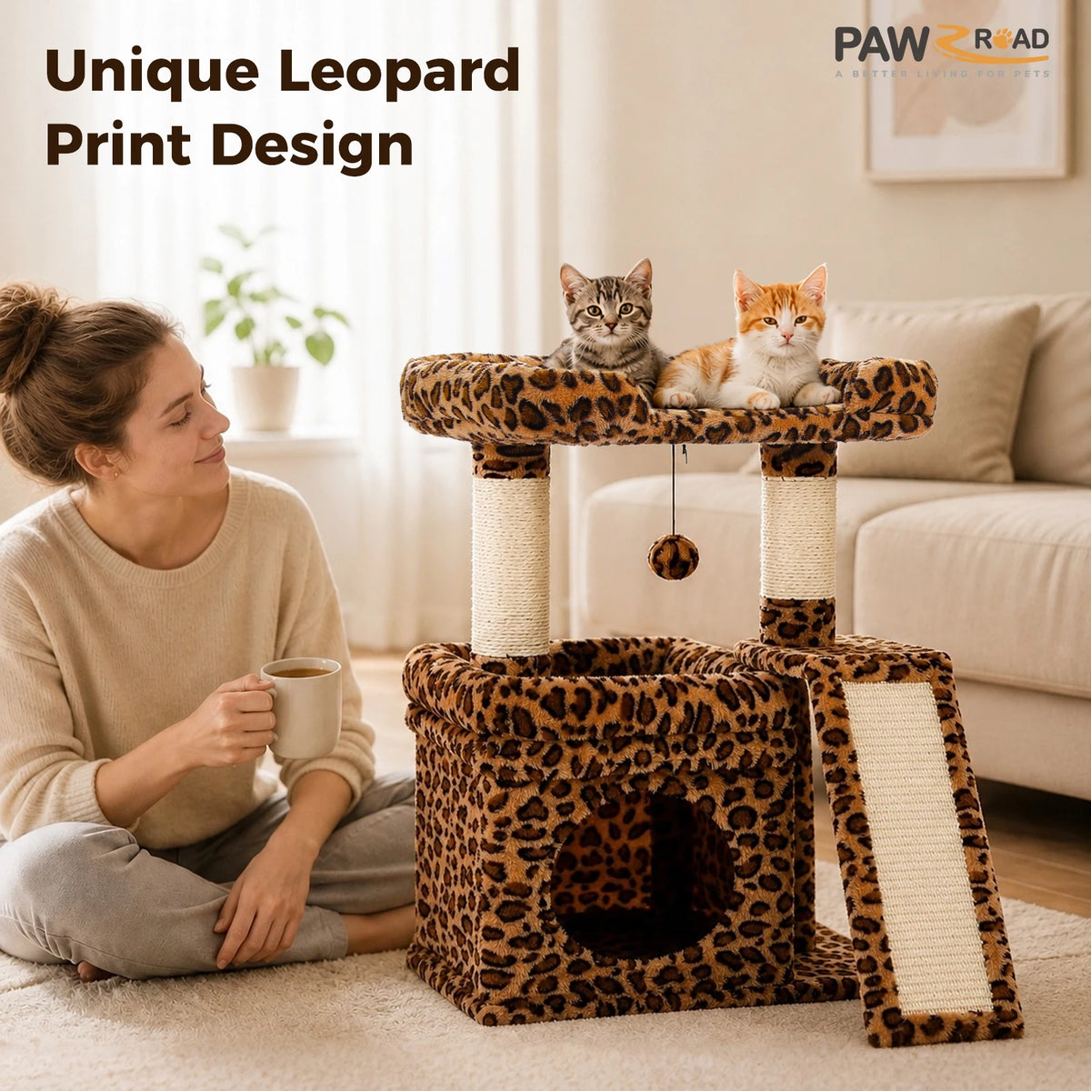 27" Cat Tree with Condo, Perch & Scratching Post