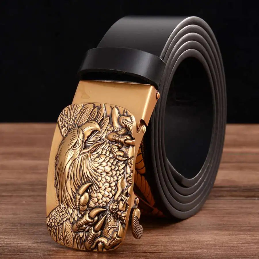 Men's Leather Ratchet Belt with Automatic Buckle