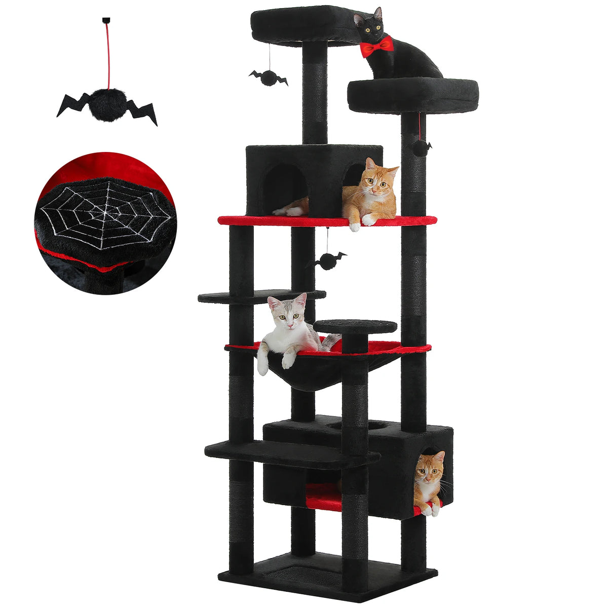 184cm Cat Tree with Hammock, Condo & Scratching Posts