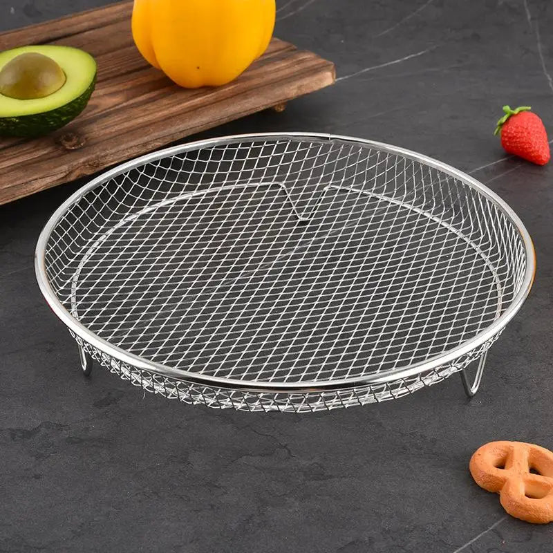 Round Stainless Steel Air Fryer Rack with Feet