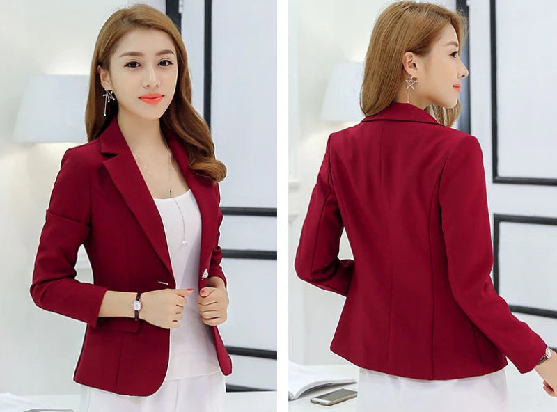 Women's Slim-Fit Single-Button Office Blazer
