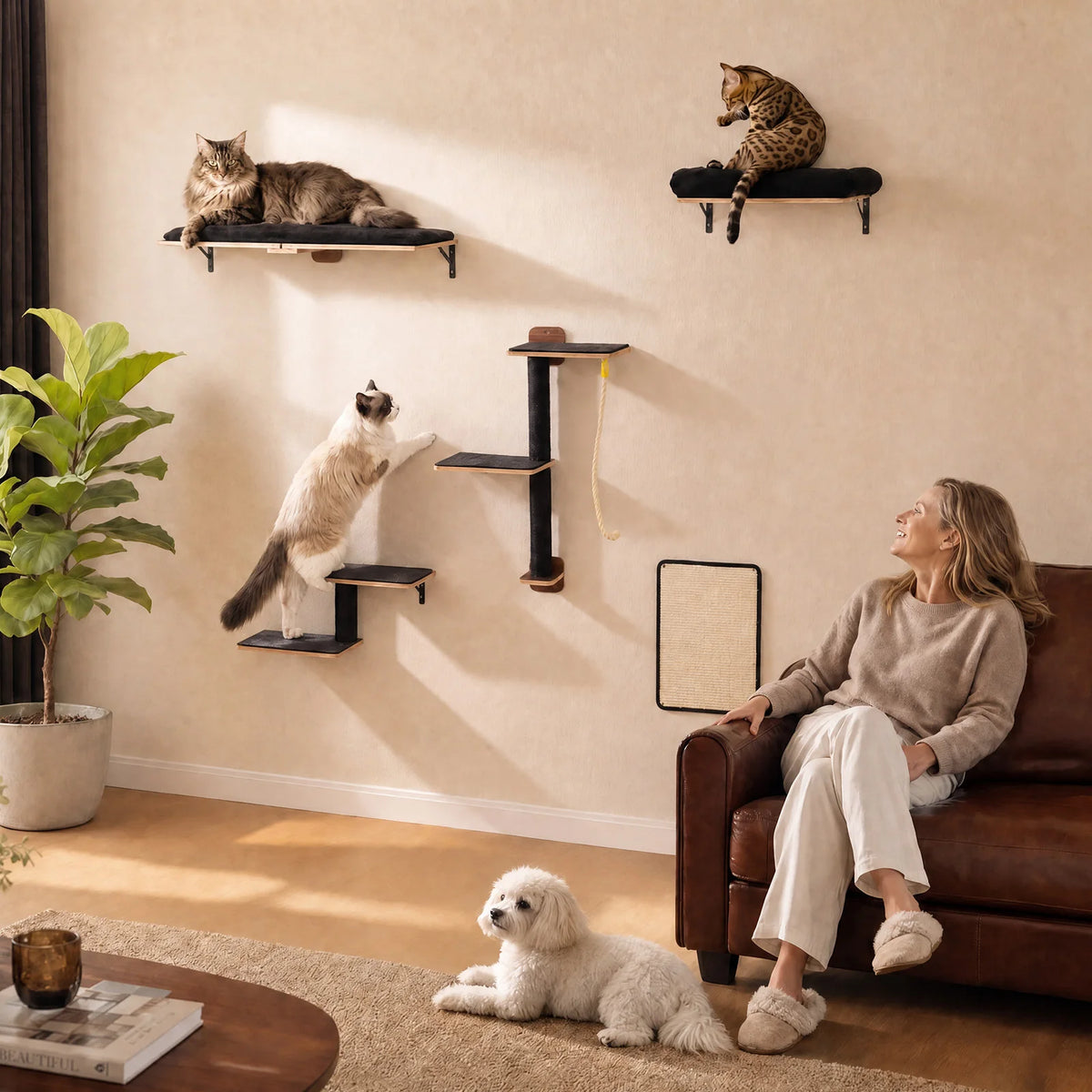 PAWZ Road Five-in-One Wall-Mounted Cat Climbing Set