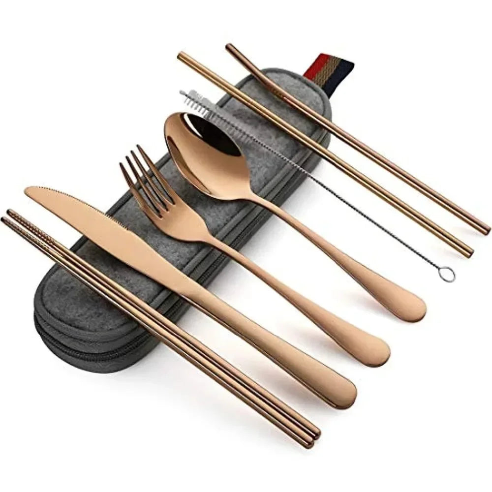 Portable Stainless Steel Travel Cutlery — 8-Piece Set