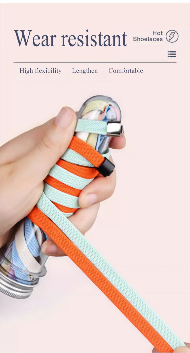 No-Tie Elastic Shoelaces with Press Locks – 8 mm