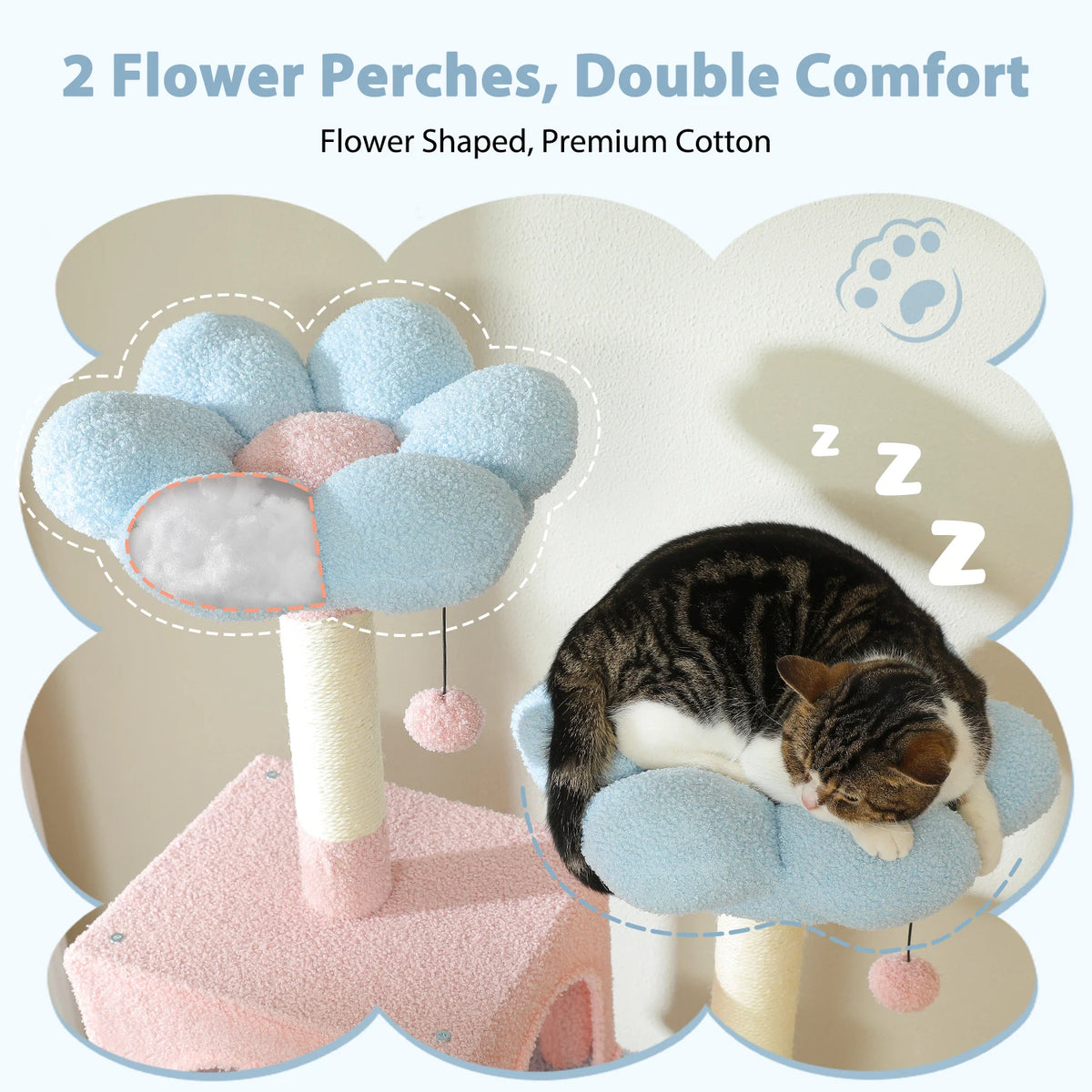 184cm Cat Tree with Hammock, Condo & Scratching Posts