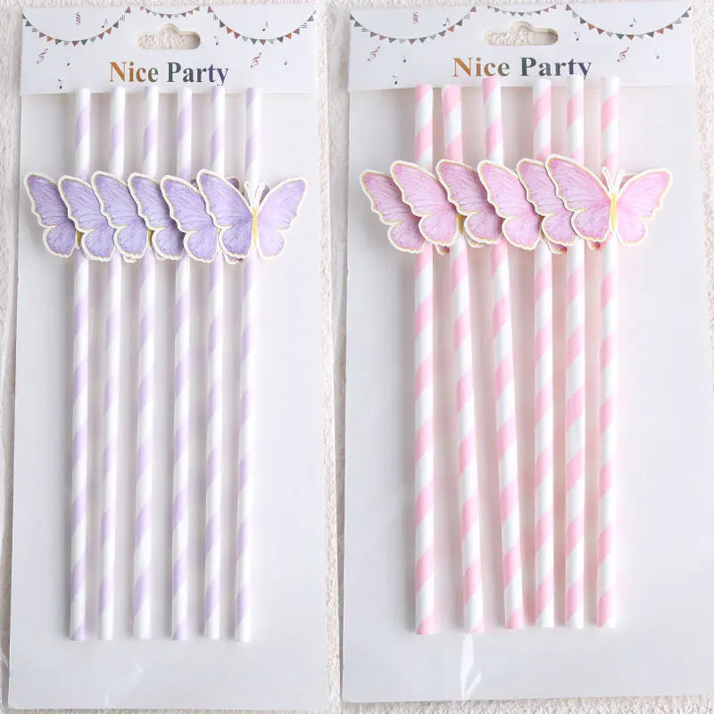 Butterfly Paper Party Straws, 6/12/24 Pack