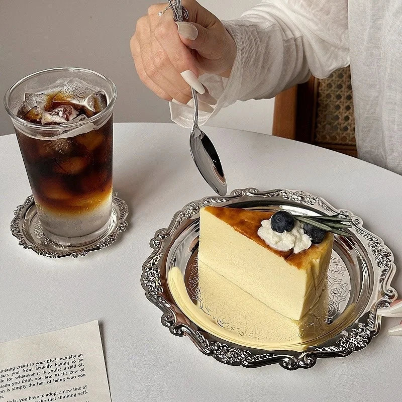 Vintage-Style Stainless Steel Dessert Plates