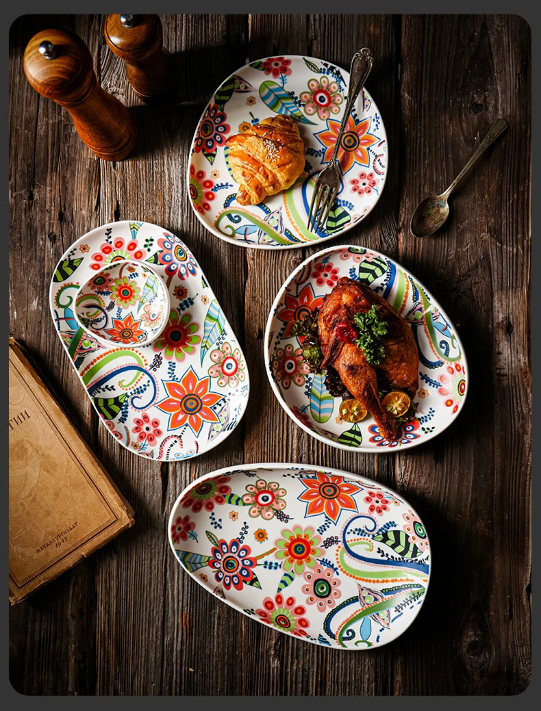 Floral Ceramic Dinner Plate — 8 Inch
