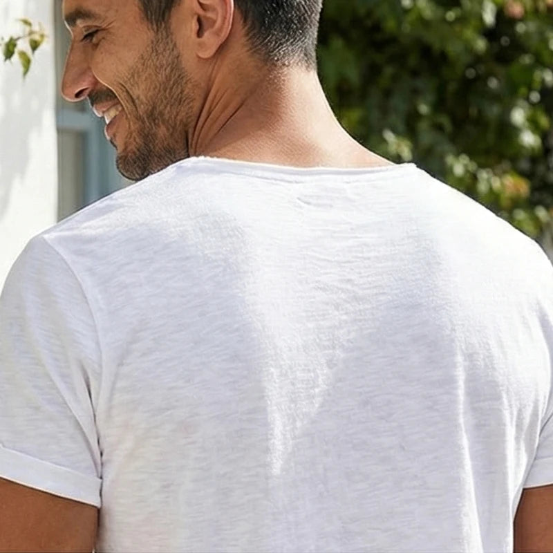 Men's Cotton Raw-Edge Crewneck T-Shirt