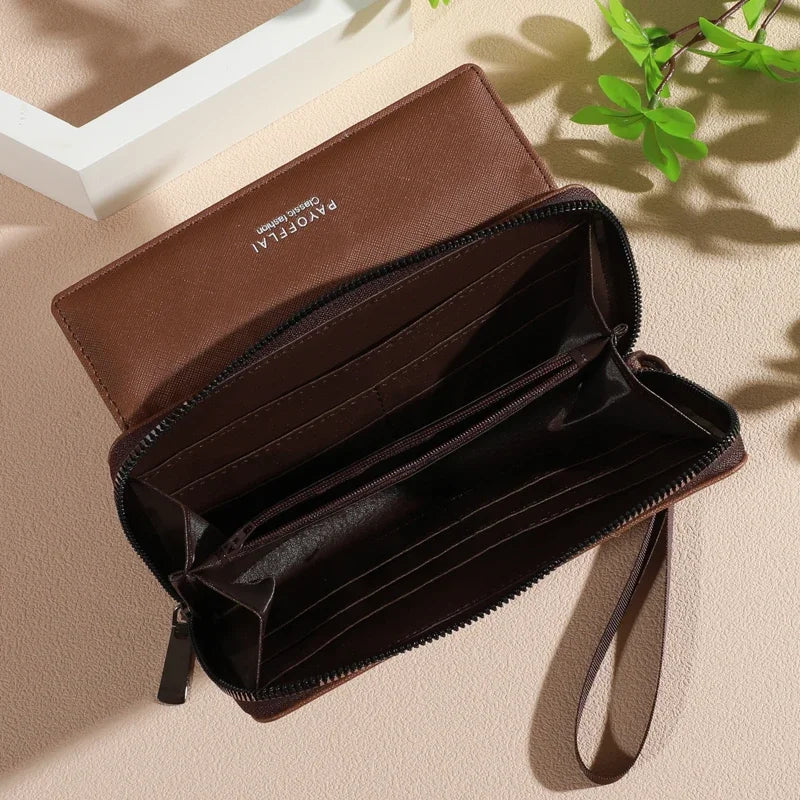 Men's Faux-Leather Zip & Snap Organizer Wallet