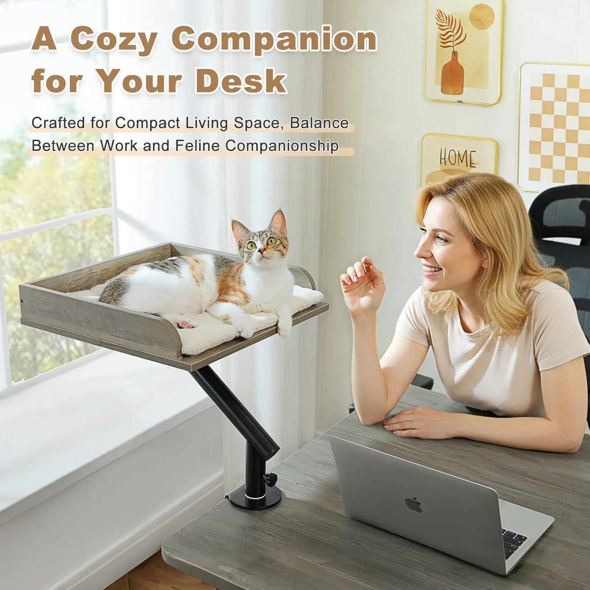 360° Rotating Desk-Mounted Cat Bed