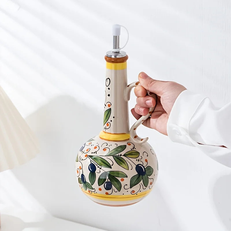Decorative Ceramic Oil and Vinegar Dispenser