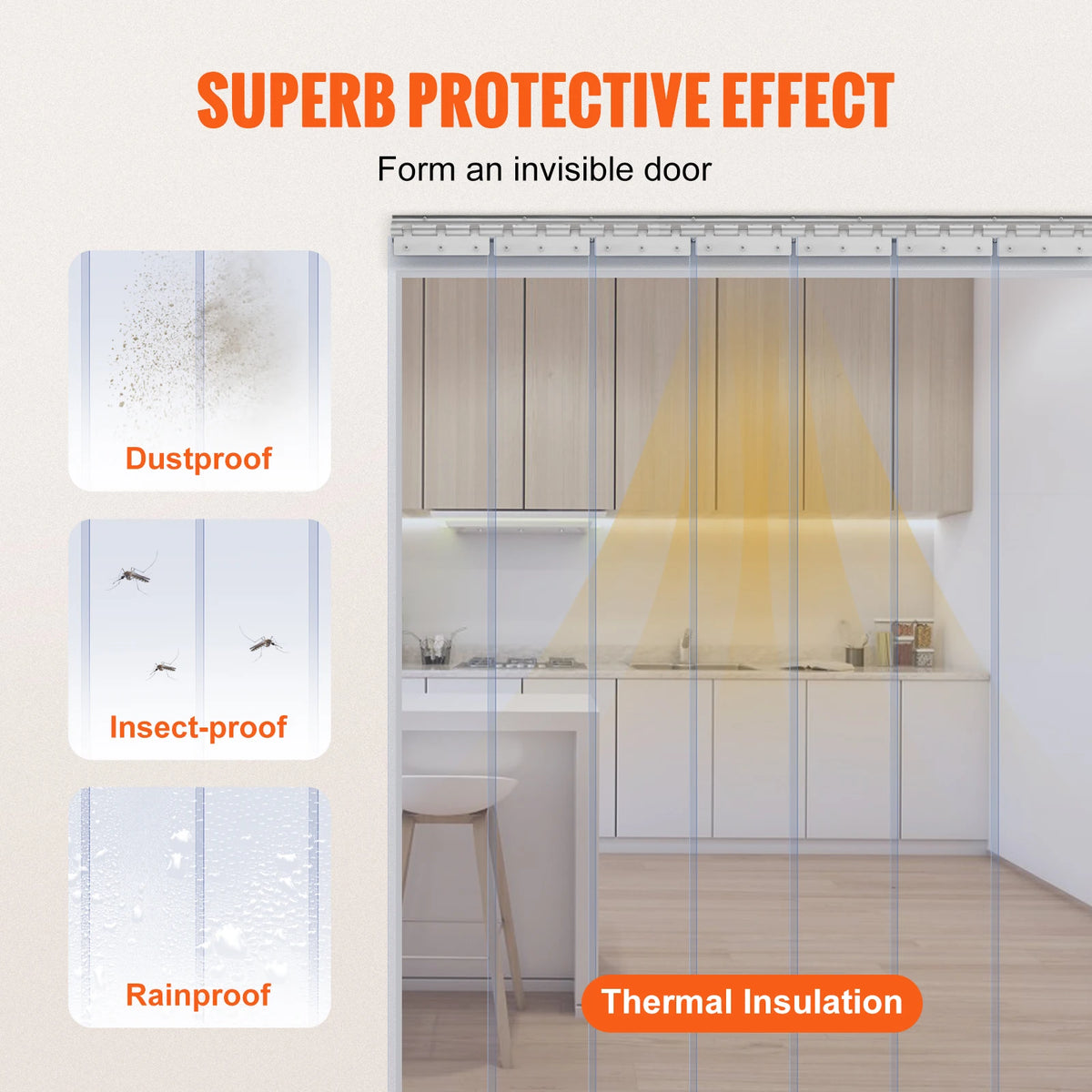 SucceBuy 84" x 42" Clear PVC Strip Door Curtain