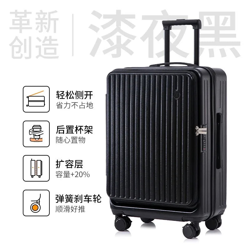 Side-Opening Luggage Boxes Expandable Multi-Functional Rolling Suitcase 20-Inch Travel Suitcases Carry-On Suitcase for Men Women Whispering Desires Shoppe