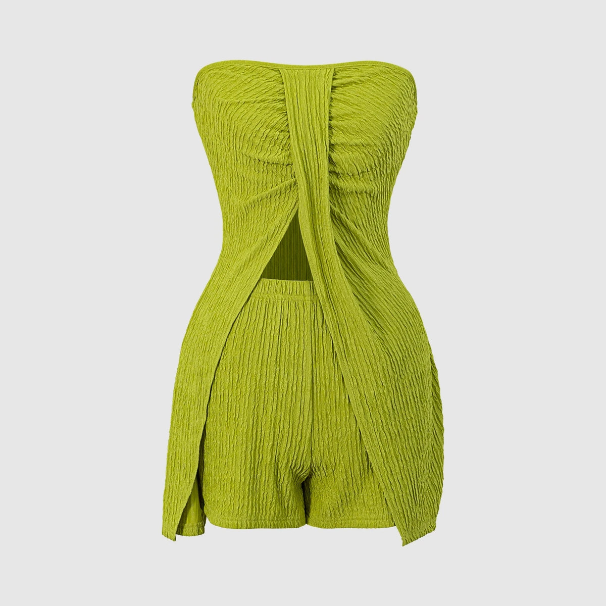 Women's Textured Tube Top and Shorts Set