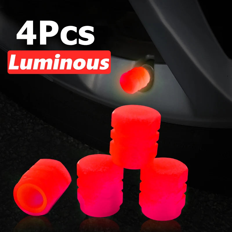 Glow-in-the-Dark ABS Tire Valve Caps – Set of 4