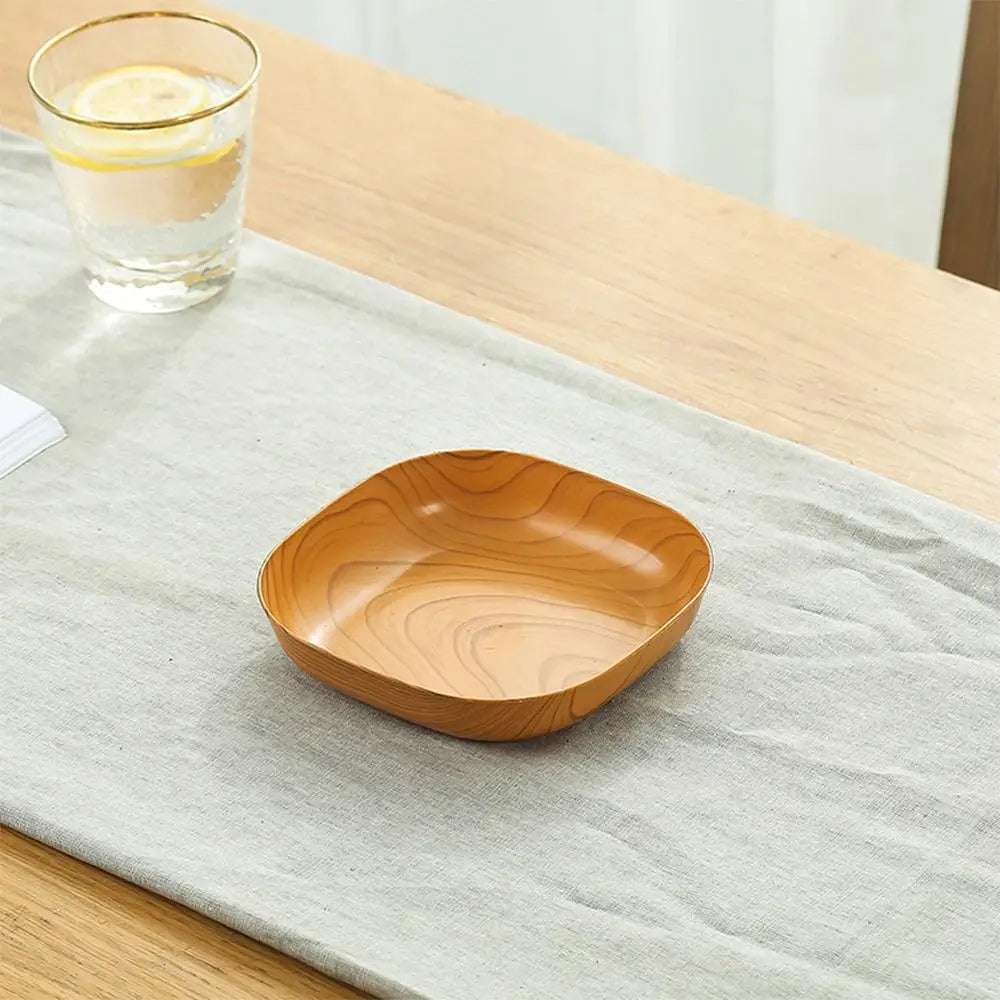 Wood-Grain PP Square Plates — Assorted Packs