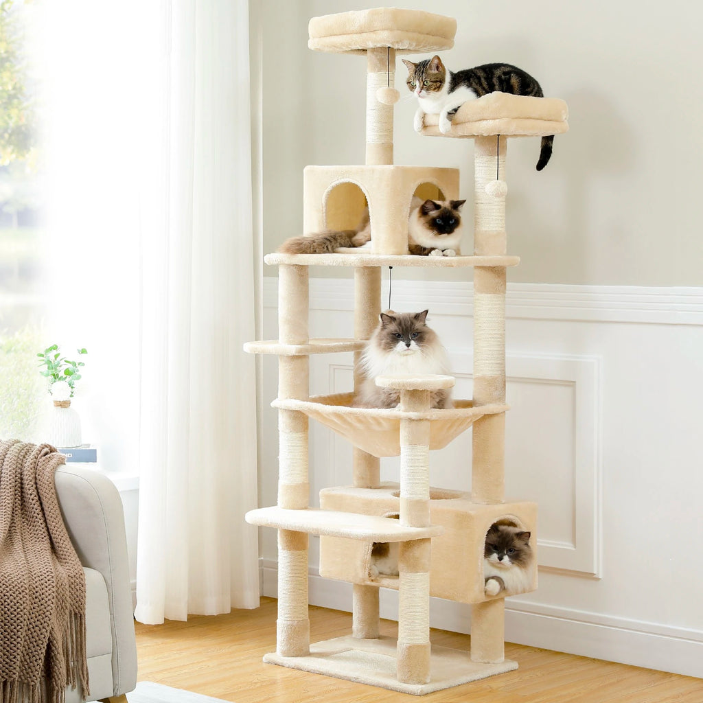 184cm Cat Tree with Hammock, Condo & Scratching Posts