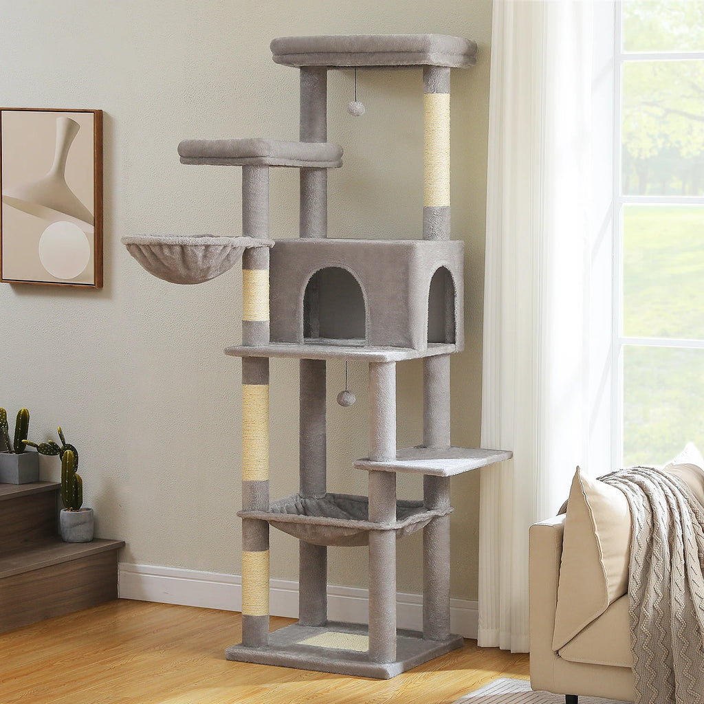 Large Cat Tree for Indoor Cats Multi-Level Cat Tower with Scratching Posts Soft Hammock Large Cat Condo Cat Accessories Cat Toys Whispering Desires Shoppe