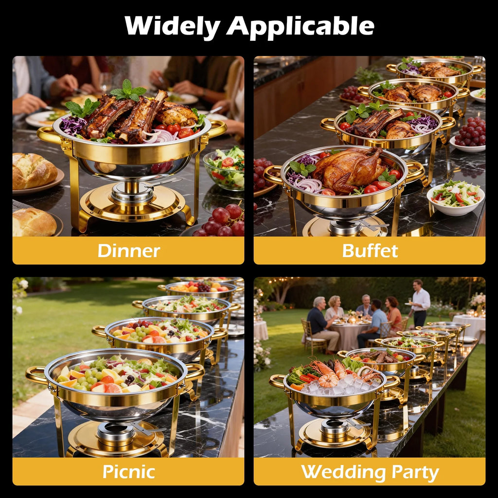 Round Stainless Steel Chafing Dishes — Assorted Packs