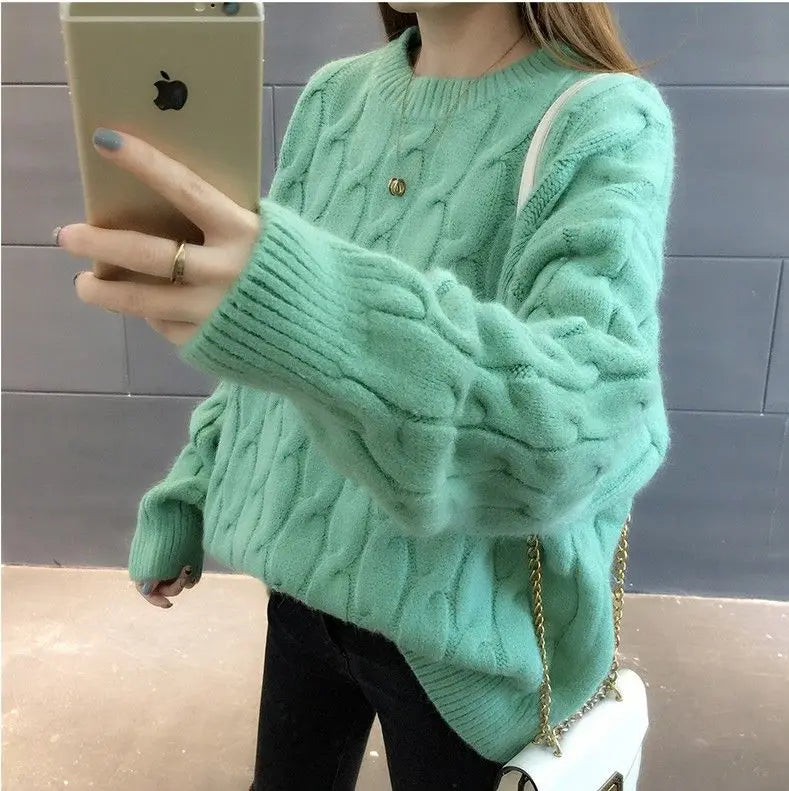 Women's Loose Round-Neck Knit Pullover