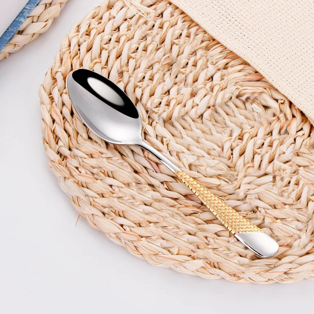 Hammered-Handle Stainless Steel Dinner Spoons