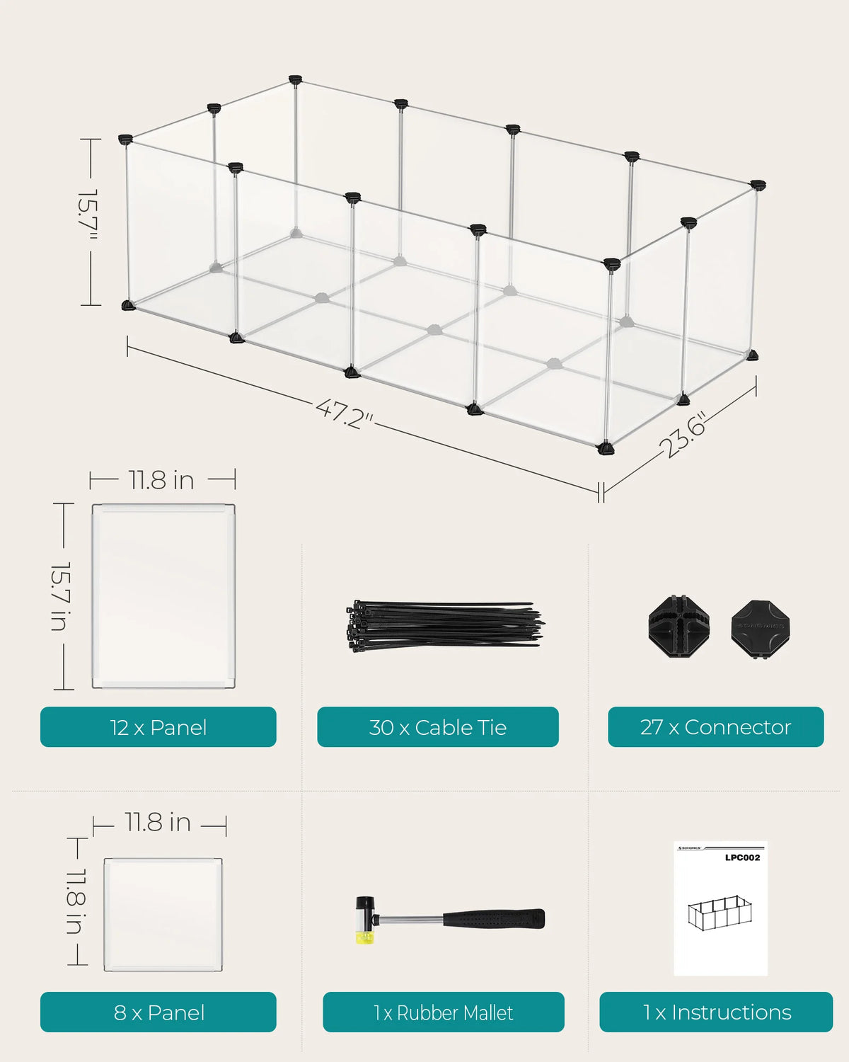 SONGMICS 20-Panel Small-Animal Playpen with Floor